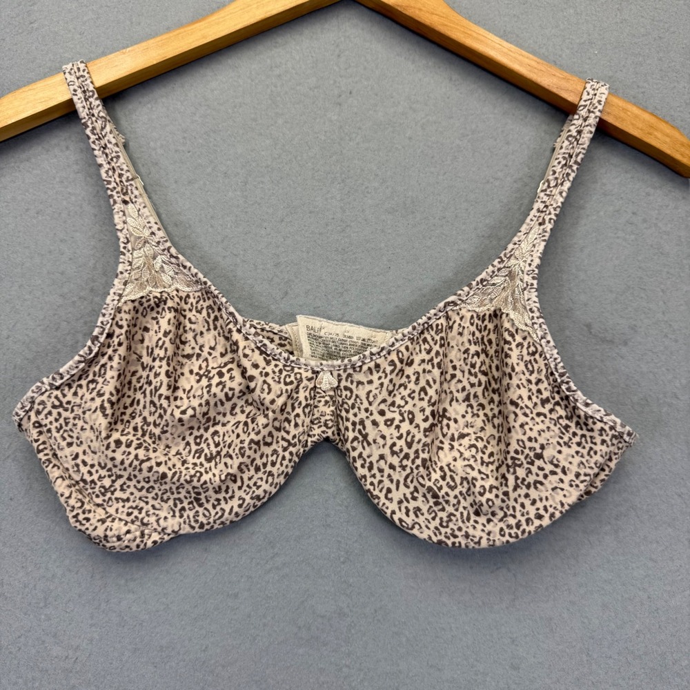 Bali 3385 Womens Leopard Print Underwire Bra Tan Brown Size 34C